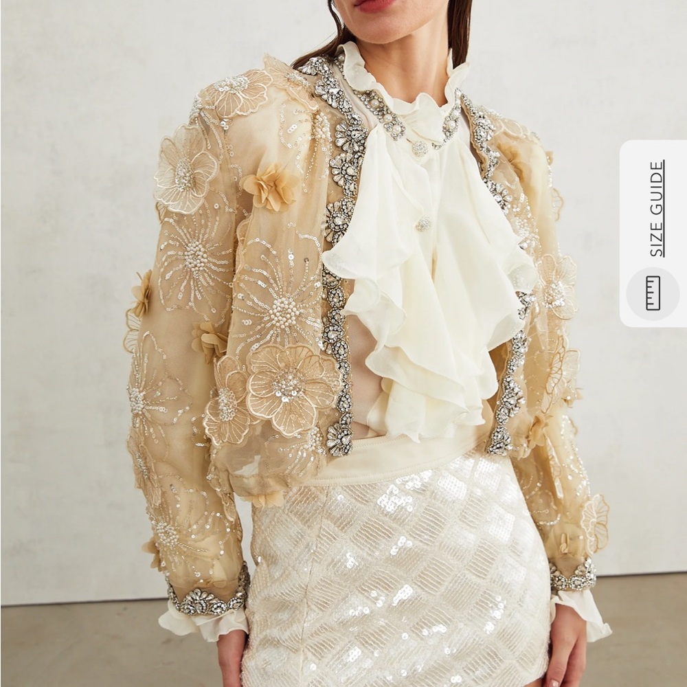 Ms Rosier LIANE SEMI-SHEER FLOWER BEADED ORGANZA LIGHT LUXURY JACKET